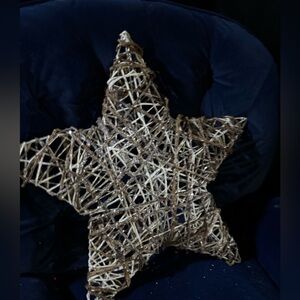 Rustic Brown and Cream Woven Star Decoration